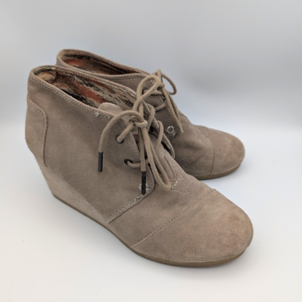 Toms Tan Wedge Shoes Suede